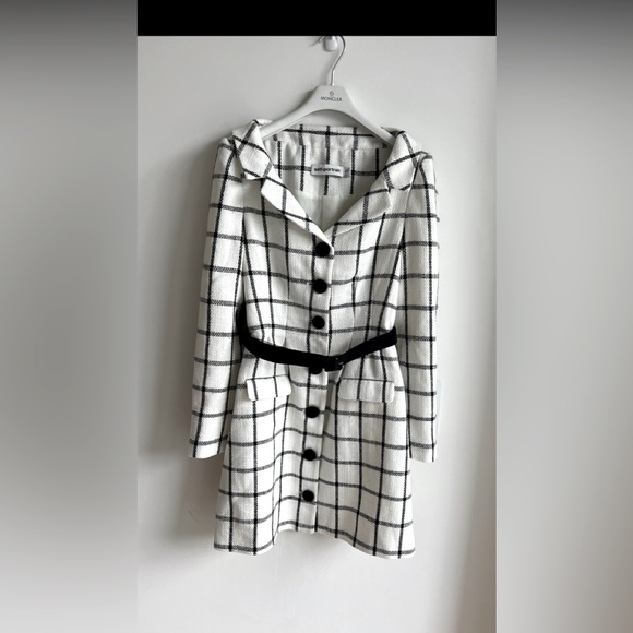 Self Portrait CREAM CHECK TAILORED MINI DRESS - Picture 2 of 3